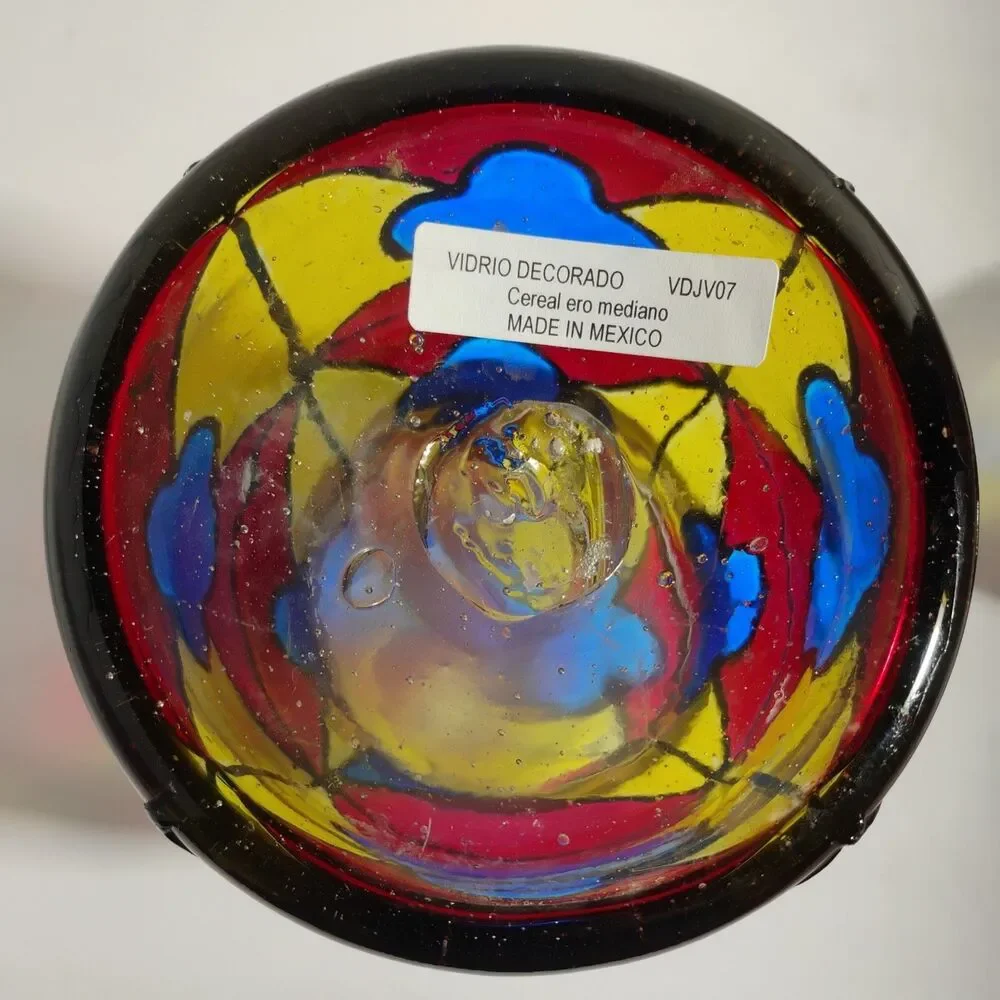 Vintage Vidrio  Stained Glass Lidded Jar, 8